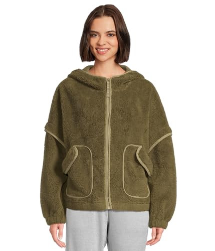UGG Women's Mariella Uggfluff Zip Hoodie Coat, Burnt Olive, S | Amazon (US)