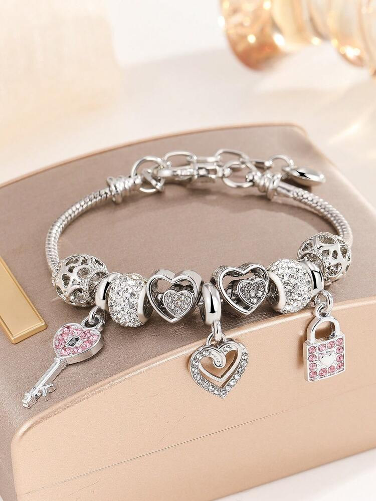 1pc Artful Fashion Multi-Color Hollow Heart Star Airplane Pink Eiffel Tower Ceramic Postcard DIY Snake Bone Chain Making Bracelet And Wristband | SHEIN