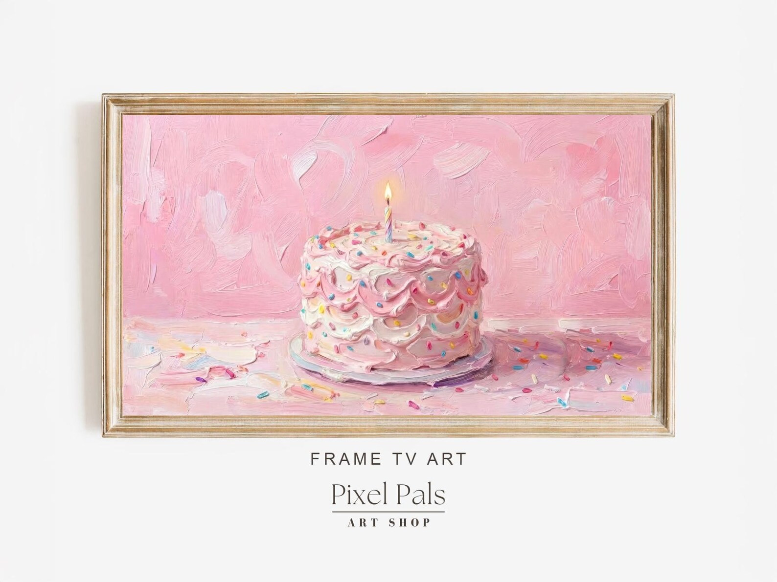 Pink Birthday Cake TV Art, Festive Kids Room Decor (Digital Download) | Etsy (Global)