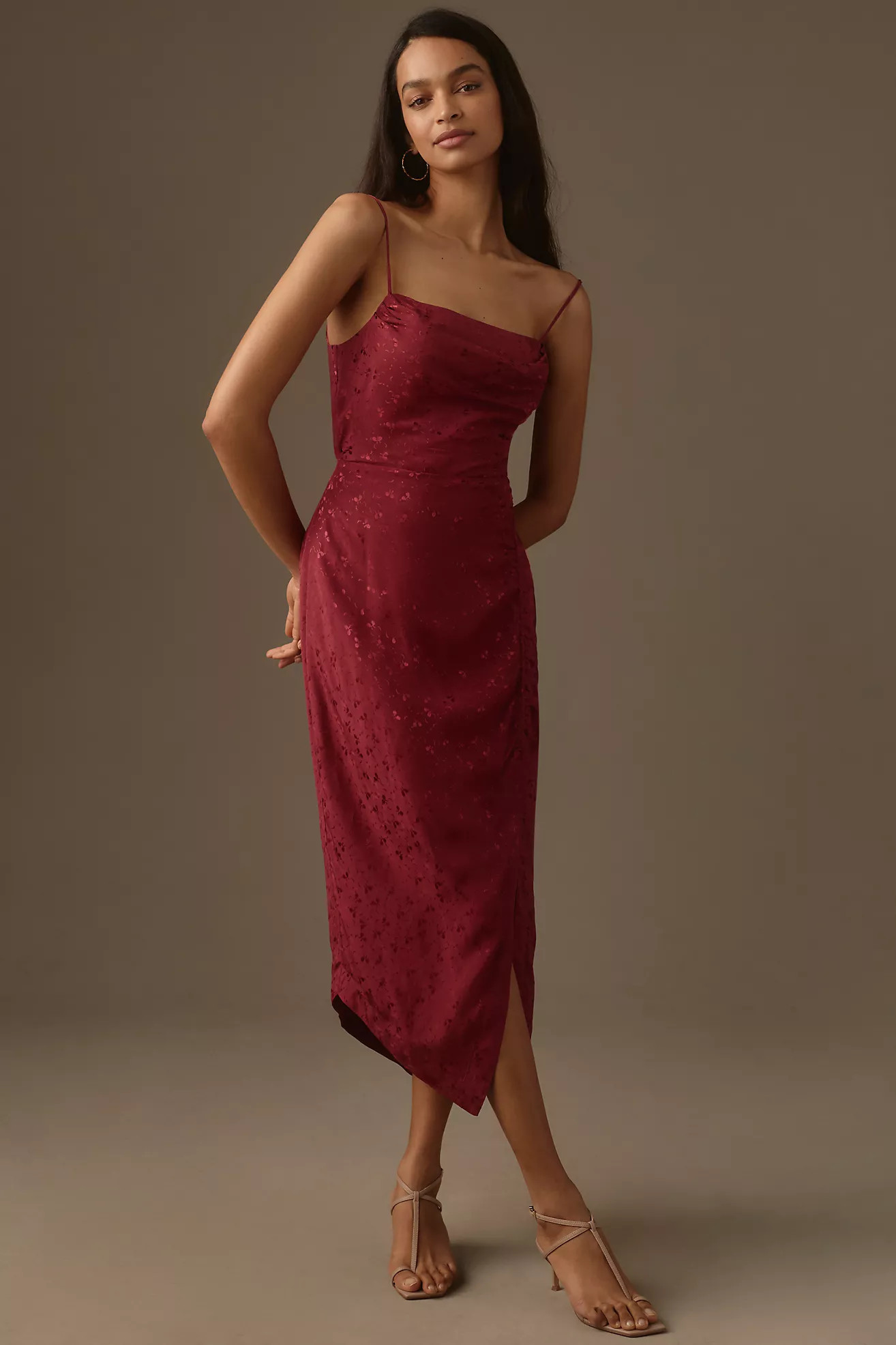 By Anthropologie Asymmetrical Slip Midi Dress | Anthropologie (US)