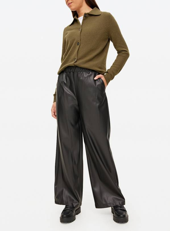 Black Faux Leather Wide Leg Trousers 8 | Tu Clothing