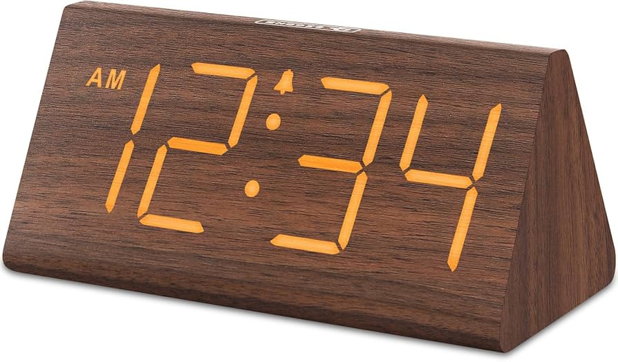 DreamSky Wooden Digital Alarm Clocks for Bedrooms - Electric Desk Clock with Large Numbers, USB P... | Amazon (US)