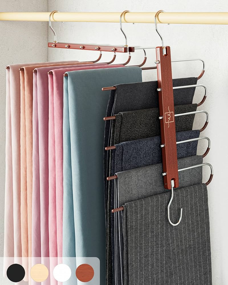 MORALVE Pants Hangers Space Saving - 2 Pack European Beechwood Scarf and Jean Hangers - Closet Or... | Amazon (CA)