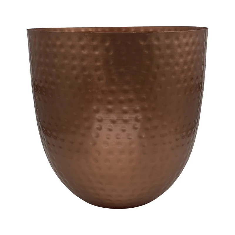 Fireplace Log Bucket, Round Hammered Design, Copper Finish | Plow & Hearth
