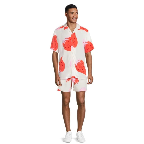 No Boundaries Men's & Big Men's Button-Down Rayon Shirt, Sizes XS-5XL | Walmart (US)