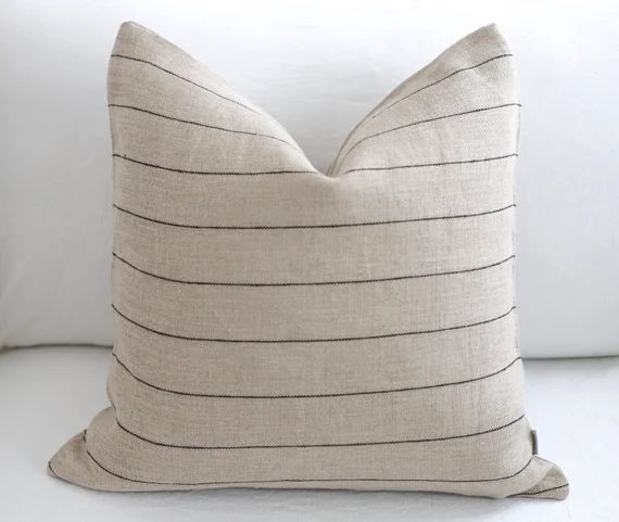 Natural Stripe Linen Pillow Cover/decorative Linen Stripe | Etsy | Etsy (US)