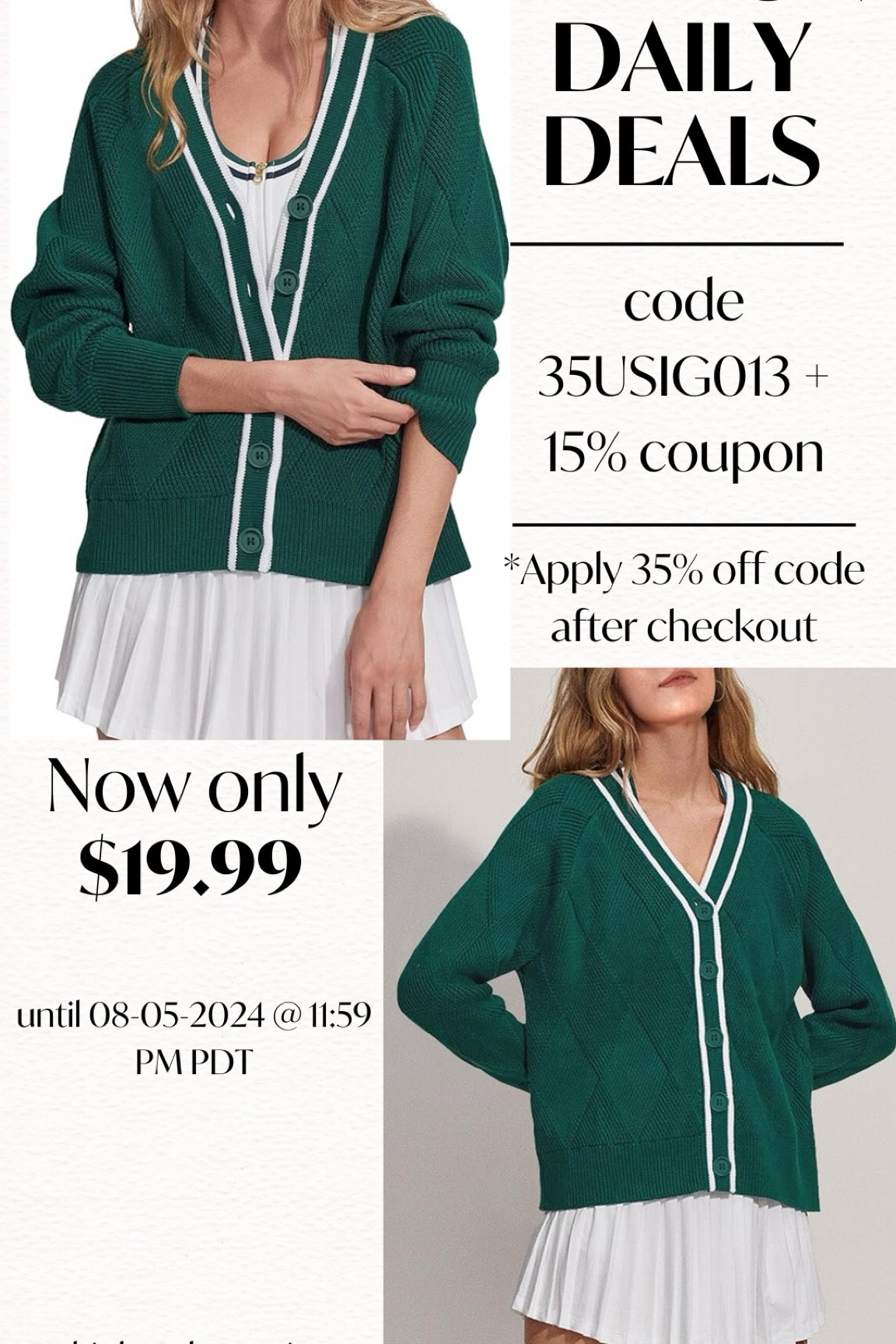 Daily Deal
$19.99
35% off code 35USIG013 & clip the coupon!
Code expires 8/5/2024



#LTKFindsUnder50 #LTKSaleAlert #LTKStyleTip