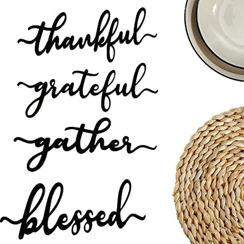 8 Pieces Thanksgiving Wood Cutout Sign Thankful Grateful Blessed Gather Sign Unfinished Rustic Wo... | Amazon (US)