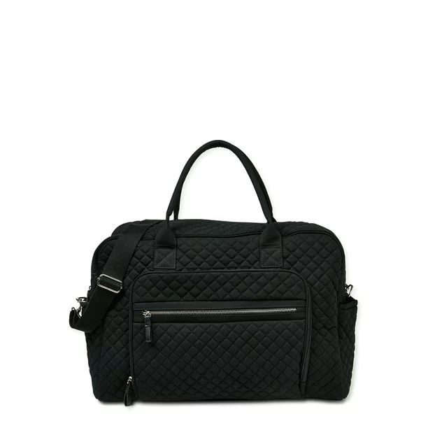 No Boundaries Women's Quilted Weekender Duffle Bag with Multi Compartments Black - Walmart.com | Walmart (US)