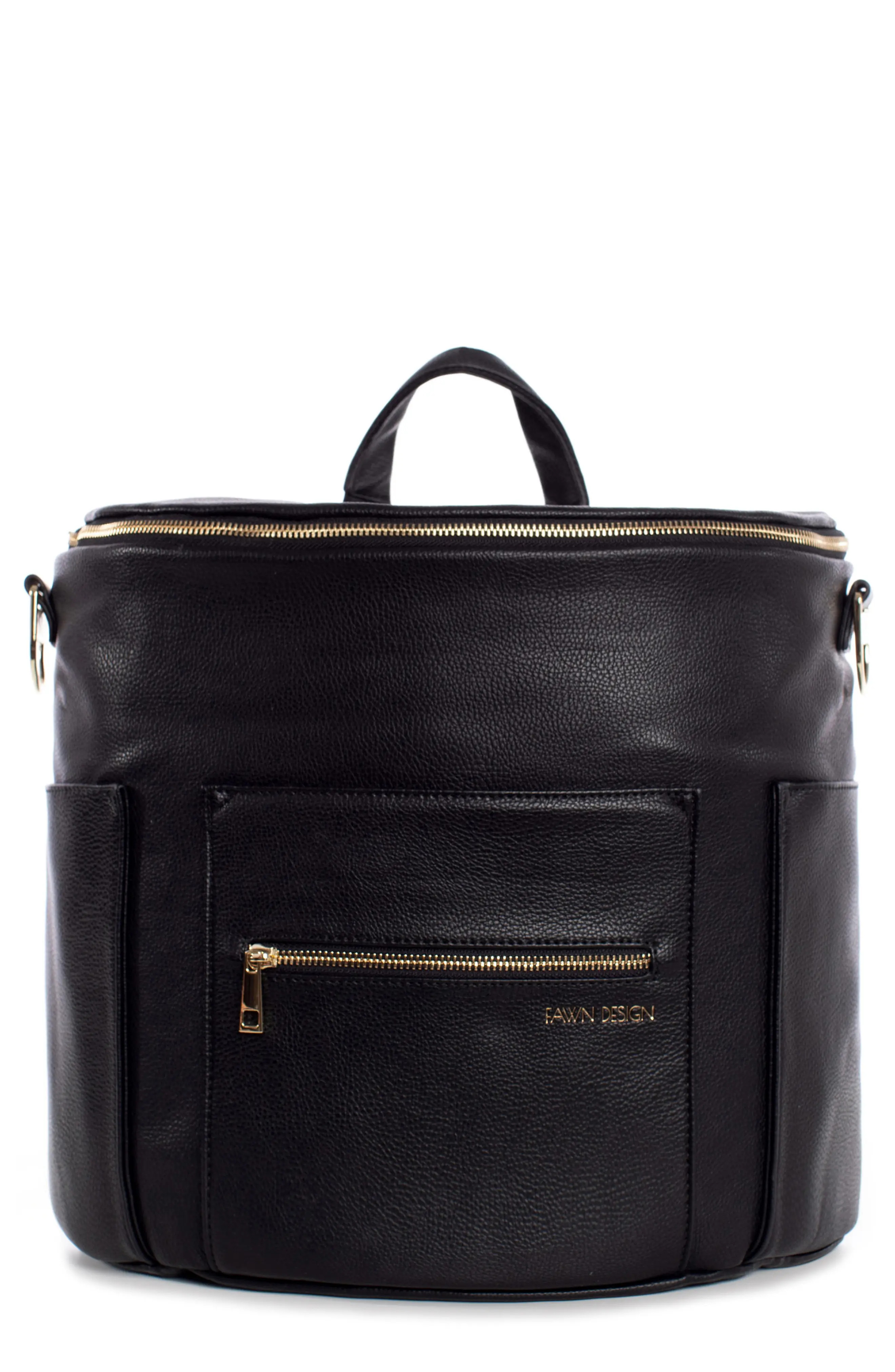 Fawn Design The Original Convertible Water Resistant Faux Leather Diaper Bag in Black at Nordstrom | Nordstrom