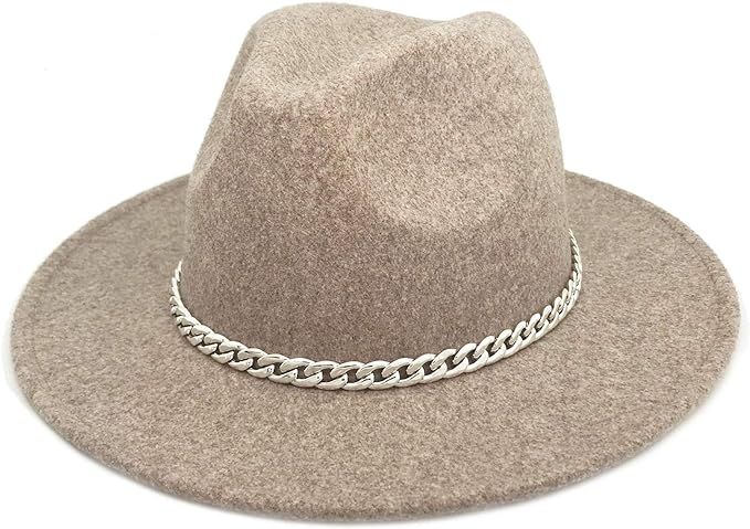 Lisianthus Women Belt Buckle Wool Wide Brim Fedora Hat | Amazon (US)