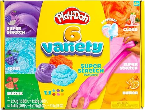 Play-Doh 6 Variety Compounds - Super Stretch, Play Foam, Butter, Cloud, Compound Packs | Amazon (US)