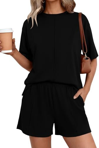 BTFBM Casual 2 Piece Sets For Women Summer 2026 Short Sleeve Tops Shorts Spring Lounge Matching W... | Amazon (US)