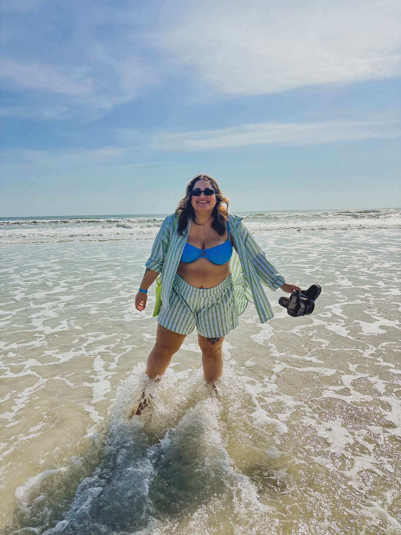 The perfect comfortable beach outfit 🤍 this 100% cotton set is would be perfect for vacation. The swimsuit is super supportive and the blue is such a fun pop of color!

#LTKSwim #LTKMidsize #LTKSaleAlert