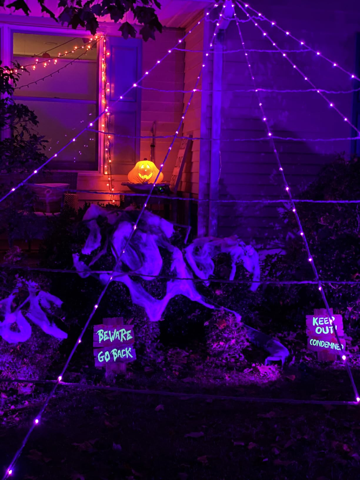 20*17FT Halloween Spider Web 150 Led Purple Lights Light Up Lighted Triangular Giant Battery Oper... | Amazon (US)