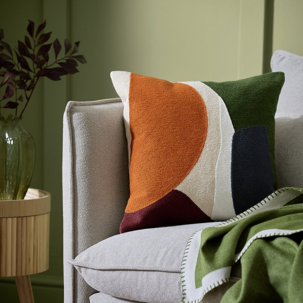 Buy Habitat Autumn Crewel Abstract Cushion - Beige - 43x43cm | Cushions | Argos | argos.co.uk