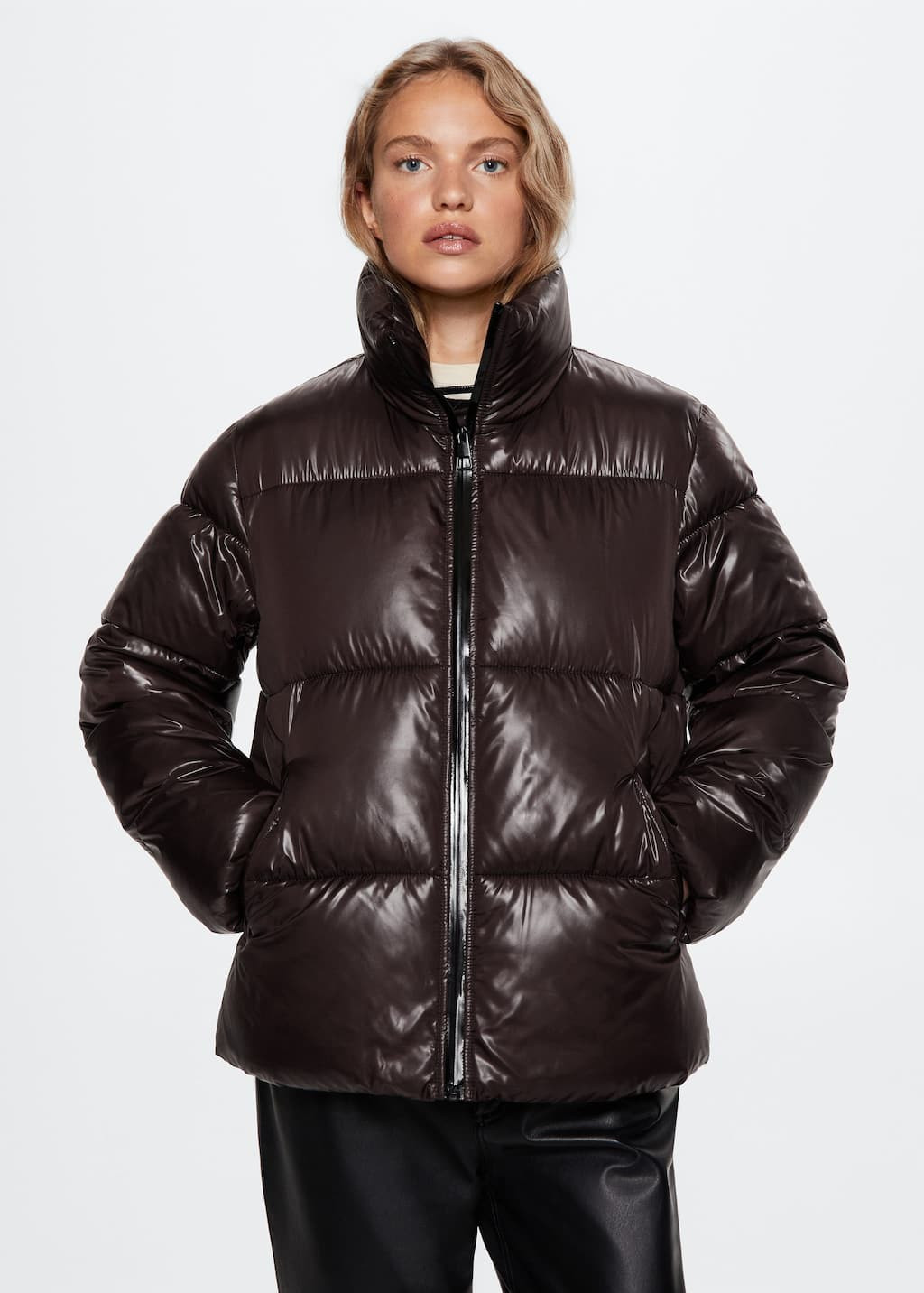 Long collar quilted coat -  Women | Mango USA | MANGO (US)