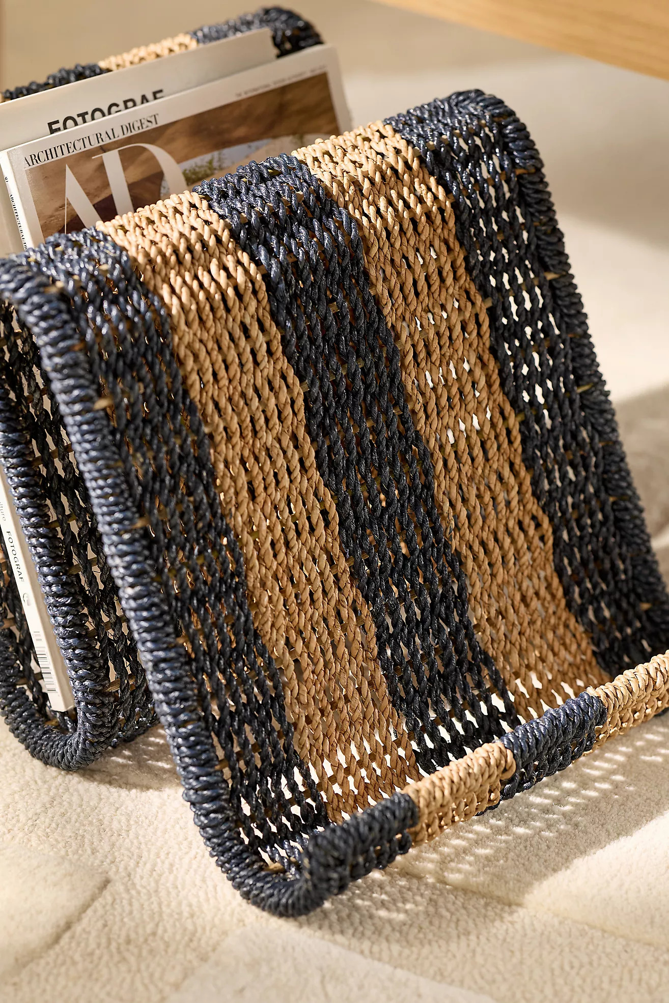 Lisette Seagrass Wavy Stripe Magazine Holder | Anthropologie (US)