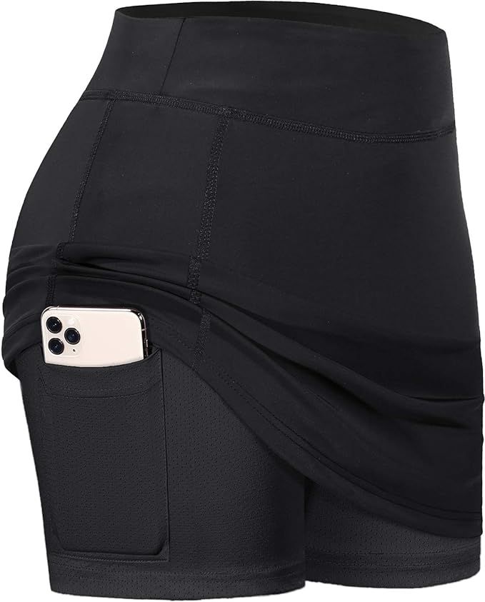 BLEVONH Women Tennis Skirts Inner Shorts Elastic Sports Golf Skorts with Pockets | Amazon (US)
