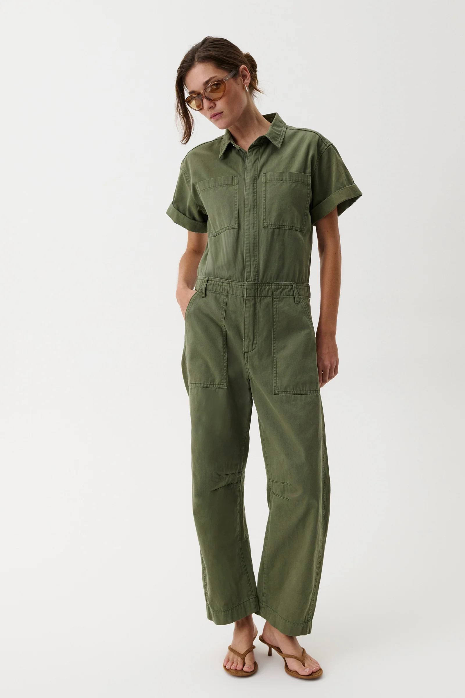 Cruz Short Sleeve Barrel Leg Jumpsuit – Meadow P00070070-SL-MEDOW / MEADOW / S | Pistola Denim