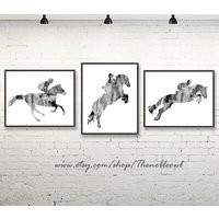 Horse Jumping Art Prints Black & White Nursery Decor, Set Of 3 - Z17 | Etsy (US)