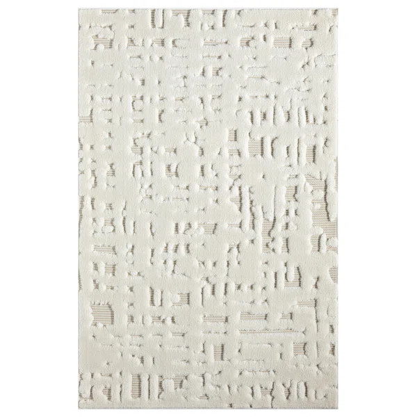 Oheneba Collection Modern Abstract Cream and Beige Area Rug | Wayfair North America