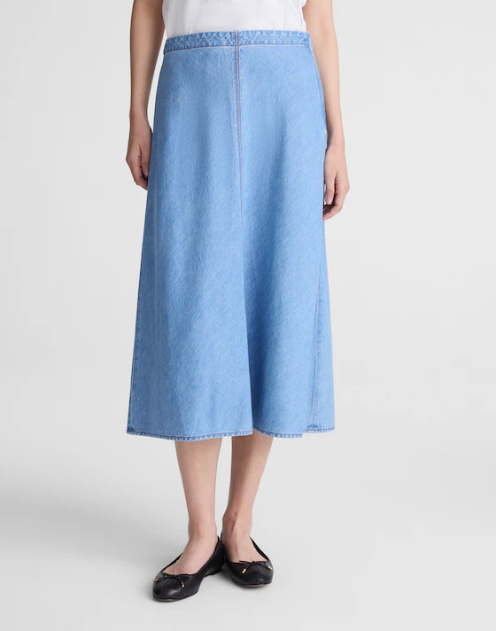 Airy Denim Slip Midi Skirt | Madewell