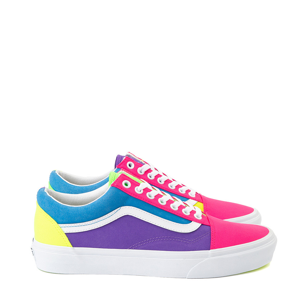 Vans Old Skool Neon Color-Block Skate Shoe - Pink / Purple / Yellow | Journeys
