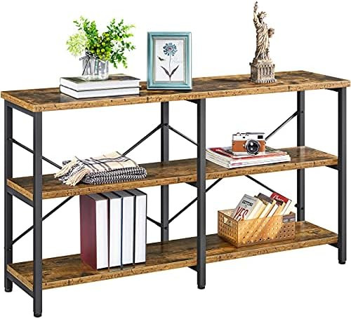 Yaheetech 55 Inch 3-Tier Sofa Console Table with Storage, Industrial Narrow Long Sofa Table with Sol | Amazon (US)