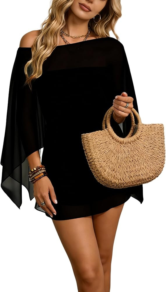 Joyfunear Women's Chiffon Macthing Sets Summer Smock Tops With Tube And Skirts Party Vacation Bea... | Amazon (US)