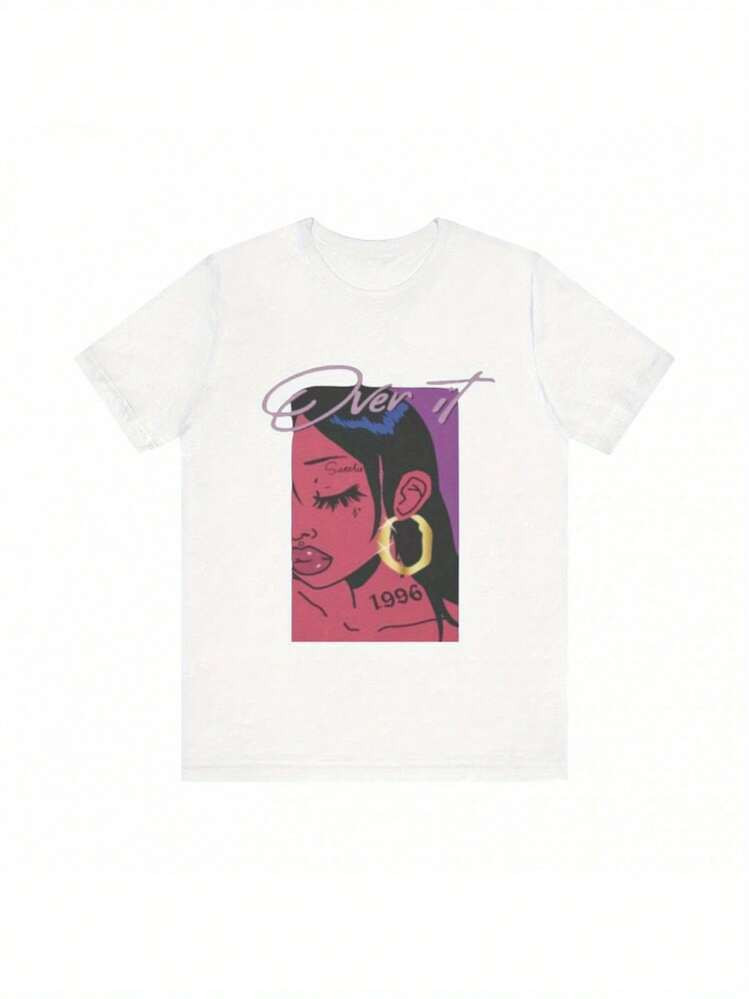 Summer Walker "Over It" Album Printed T-Shirt, Women's Printed T-Shirt 220g, 100% Cotton, Retro Street Women's Short-Sleeved T-Shirt, Round Neck Casual Women's Outdoor T-Shirt Short-Sleeved, Daily Four Seasons Wear, Holiday Gifts | SHEIN