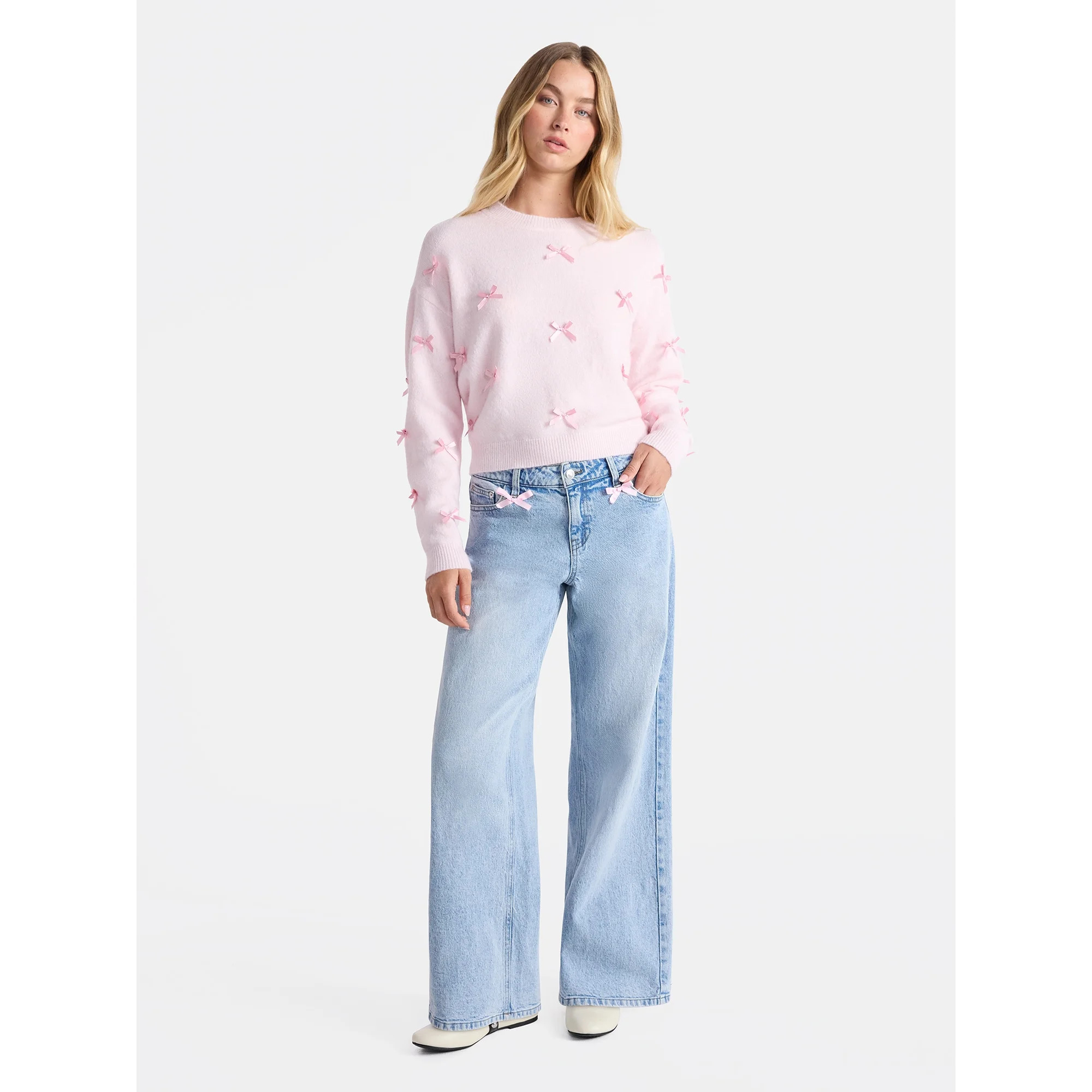 No Boundaries Bow Jeans, 30'' Inseam, Women's | Walmart (US)