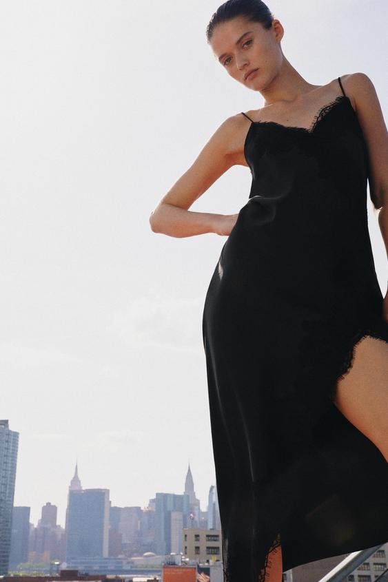 ZW COLLECTION SATIN LACE DRESS | Zara UK