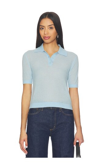 EAVES x Jasmine Tookes Emmery Light Knit Polo in Baby Blue. - size XL | Revolve Clothing (Global)
