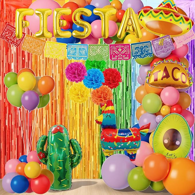 122Pcs Mexican Fiesta Party Decorations Set Balloon Arch Kit | Amazon (US)