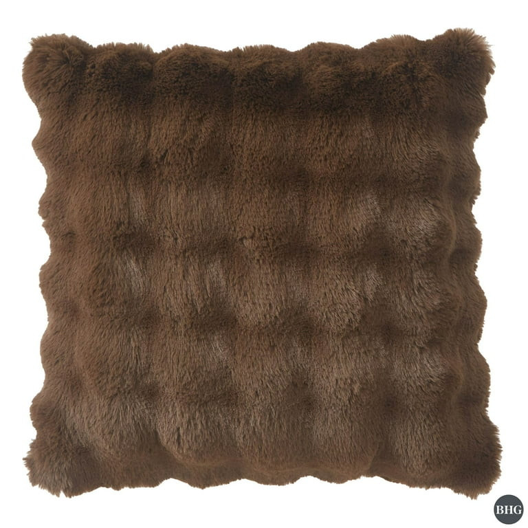 Better Homes & Gardens Bubble Faux Fur Decorative Pillow for All Ages, 22" x 22" Brown Basket - W... | Walmart (US)