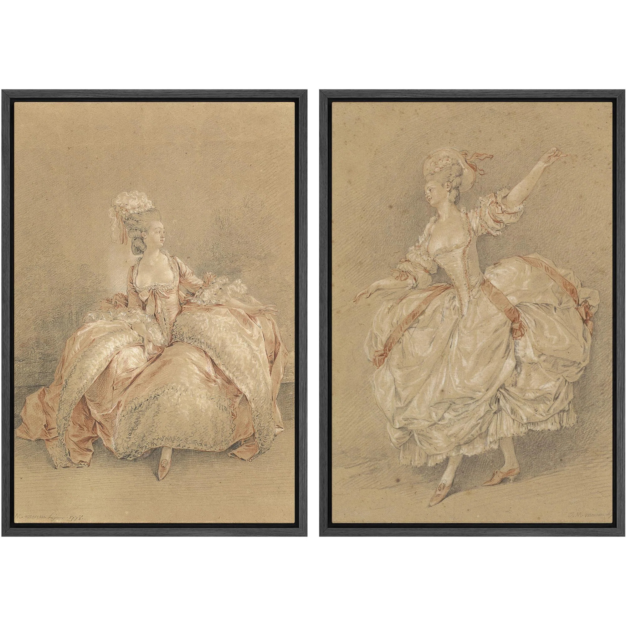 " Baroque Elegance Classic Fashion Illustrations Nature Wilderness Illustrations Decor " 2 - Piec... | Wayfair North America