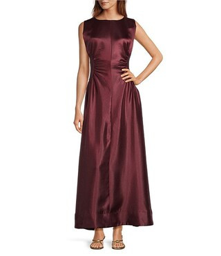 Antonio Melani Kristen Shimmer Sleeveless Ruche Side Boat Neck Sheath Maxi Dress | Dillard's | Dillard's