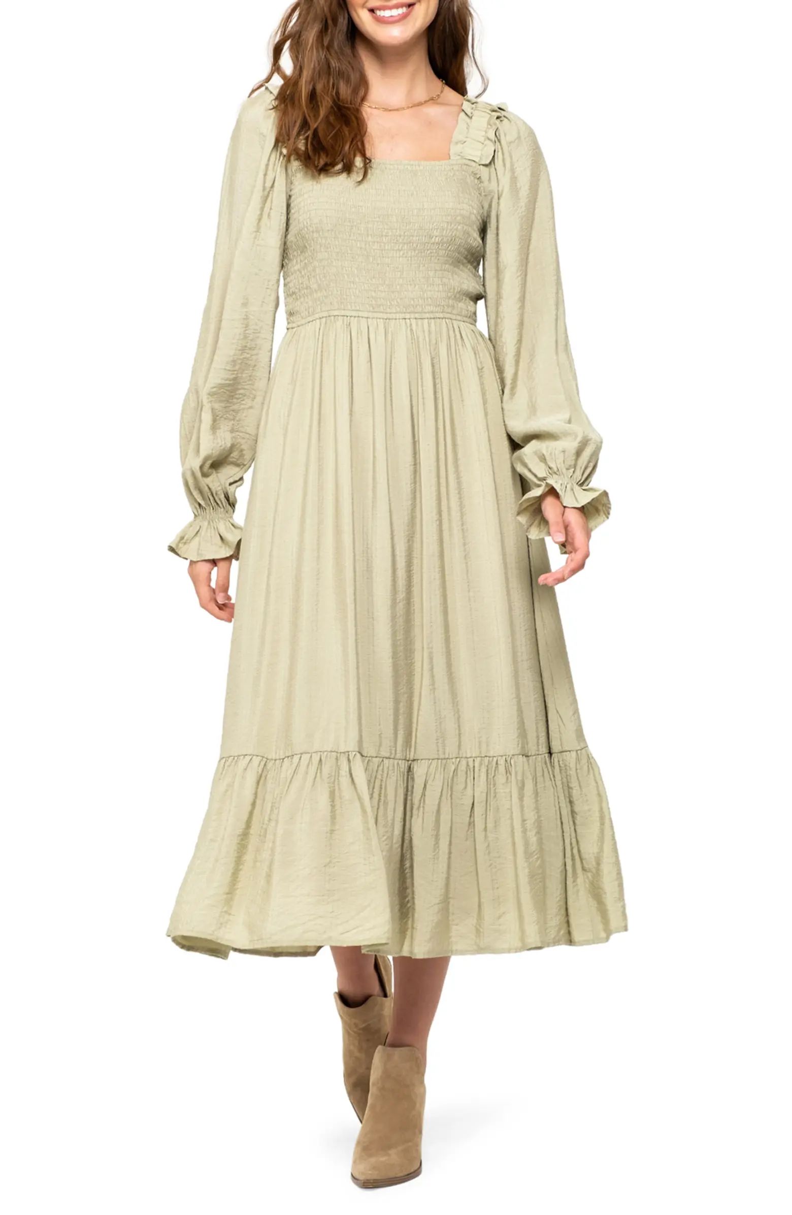 Smocked Long Sleeve Maxi Dress | Nordstrom Rack