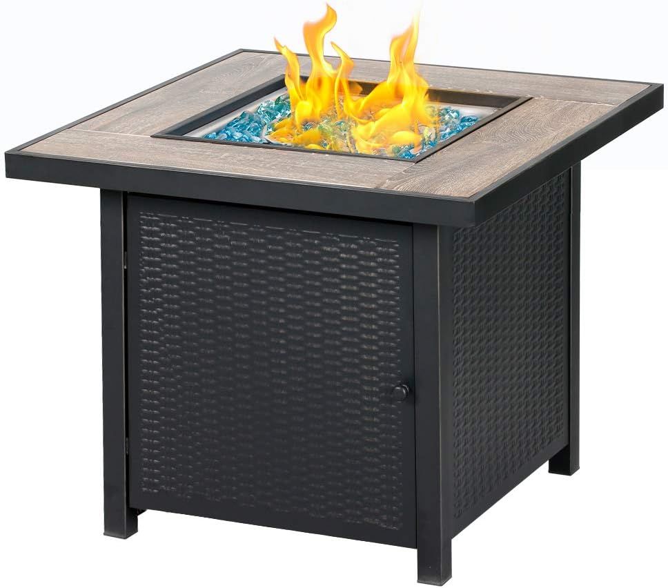 BALI OUTDOORS Propane Gas Fire Pit Table, 30 inch 50,000 BTU Square Gas Firepits with Fire Glass ... | Amazon (US)