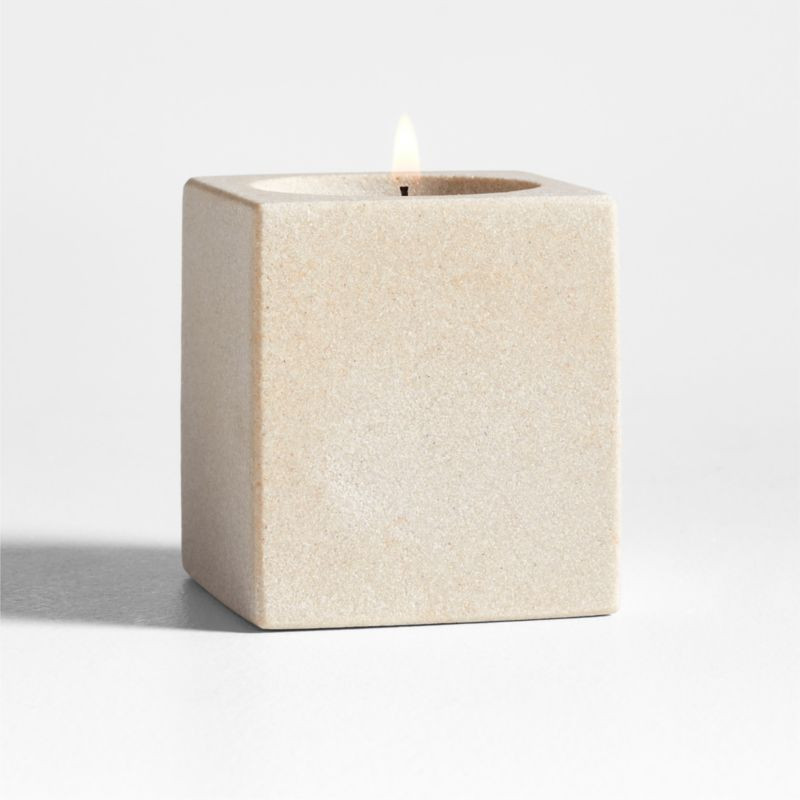 Carter Medium Sandstone Tealight Candle Holder + Reviews | Crate & Barrel | Crate & Barrel
