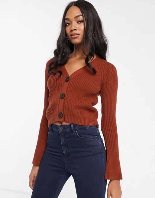 ASOS DESIGN cropped boyfriend cardigan in rib | ASOS (Global)