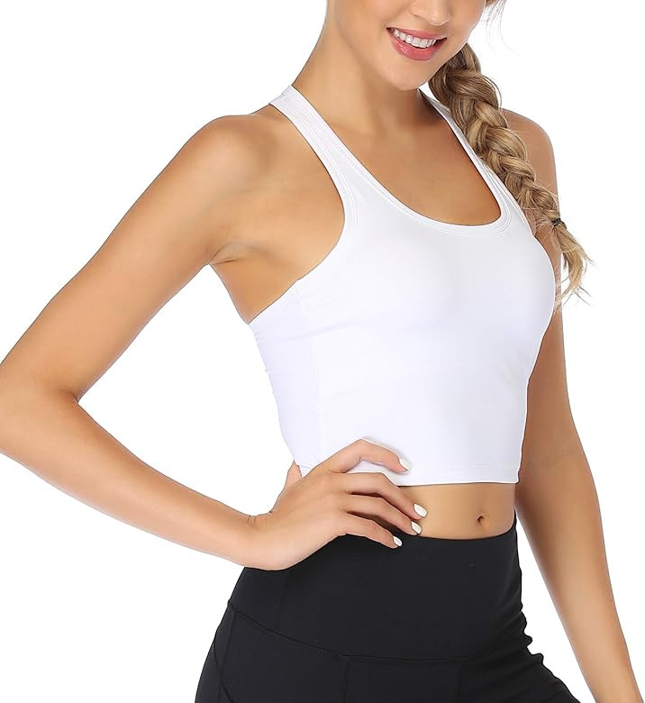 UOTJCNR Sports Bra for Women Longline Padded Bra Gym Yoga Crop Tank Tops Fitness Workout Running Top | Amazon (US)