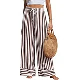 PRETTYGARDEN Womens Palazzo Pants Summer Striped Wide Leg Trousers Elastic Waist Flowy Lounge Pan... | Walmart (US)
