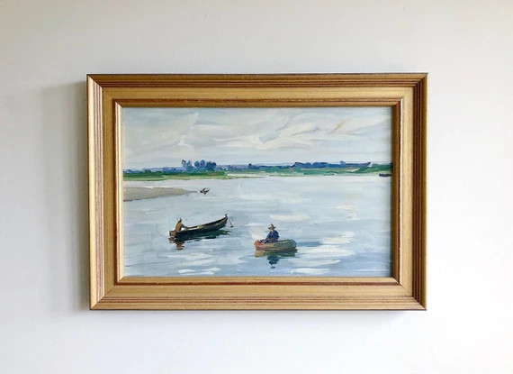 Morning at the Lake Original Vintage Oil Painting Landscape SIgned Framed | Etsy (US)