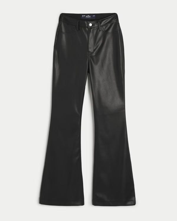 Ultra High-Rise Vegan Leather Flare Pants | Hollister (US)