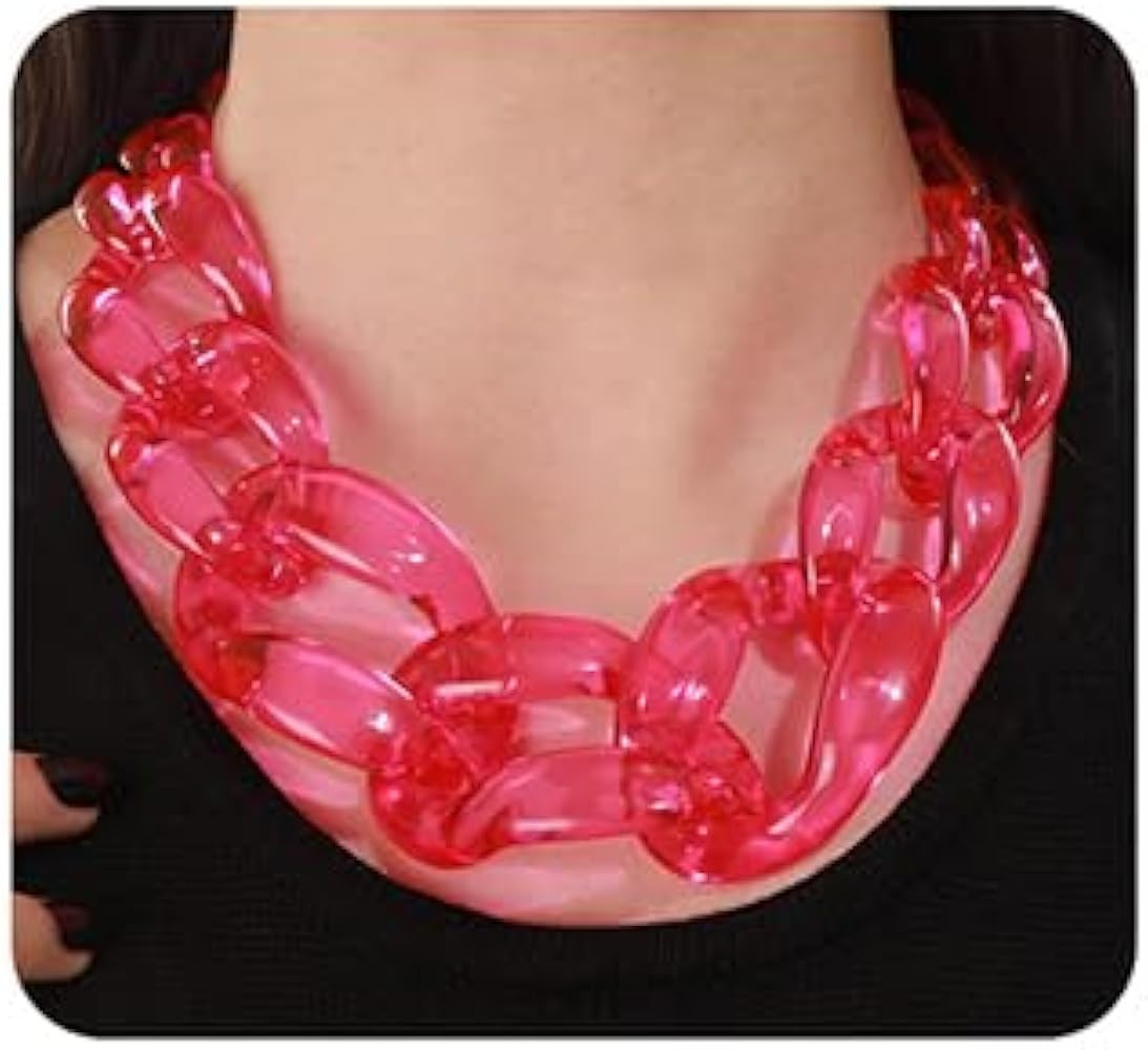 Wiwpar Punk Acrylic Collar Choker Necklace Boho Statement Chunky Large Acrylic Chain Link Choker ... | Amazon (US)