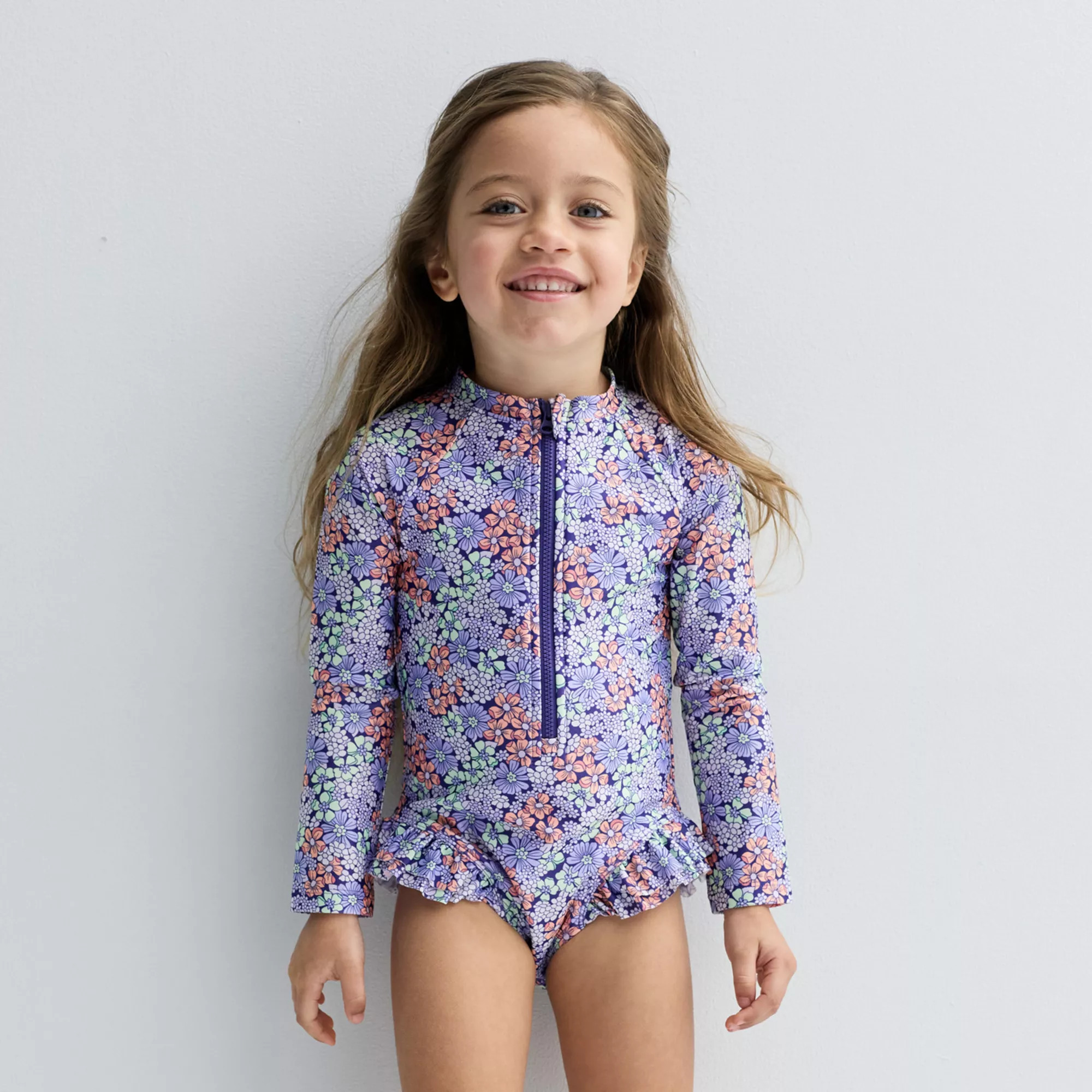 Baby & Toddler Girl Jumping Beans® Ruffle Rashguard One-Piece Swimsuit | Kohl's