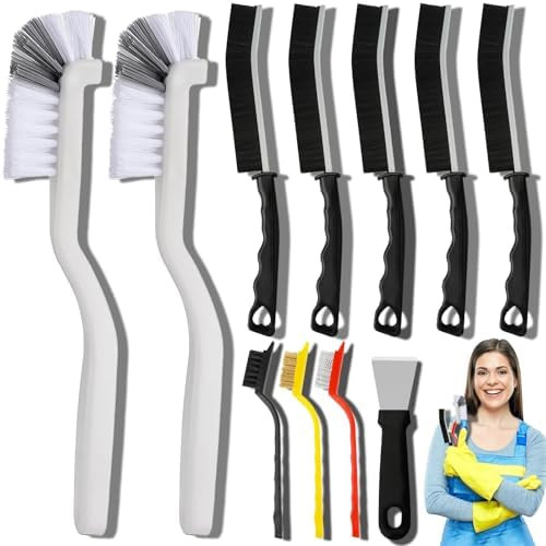 11Pcs Crevice Cleaning Brush Set, Hard Bristle Cleaning Supplies for Kitchen, Bathroom, Corner, G... | Amazon (US)