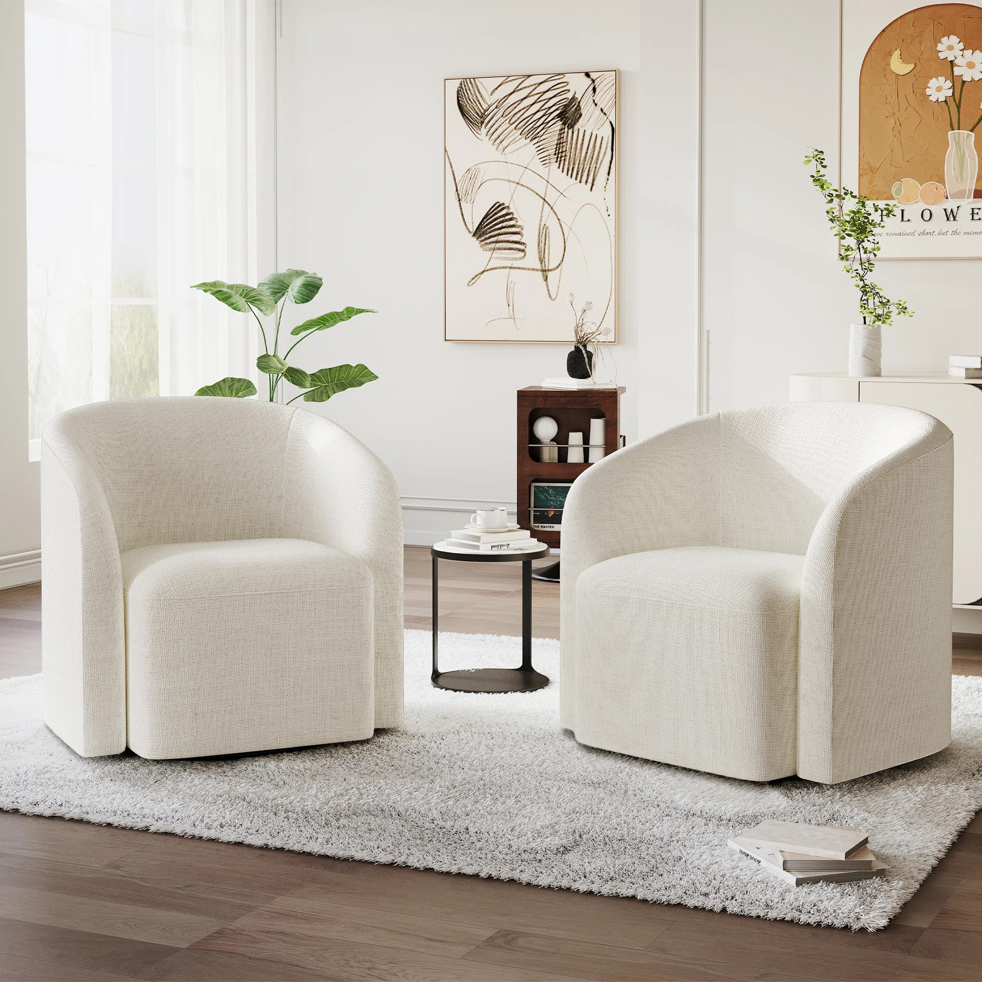 29" Wide Upholstered Swivel Barrel Chair - 360° Rotation, No Assembly Required | Wayfair North America